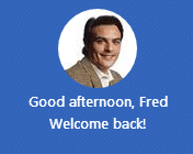 Tile displaying a welcome message to the current user