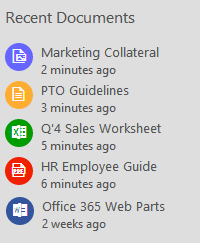 List Items Tile displaying documents from a Sharepoint document library