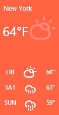 Weather Tile displaying the weather forecast